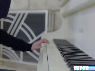 Delightful petite Sammie Daniels sucks at her piano lesson gets fucked