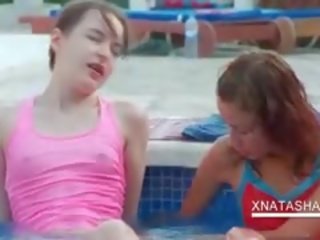 Lusty Natasha Shy And Ivana Cooling Their Cunts In The Pool
