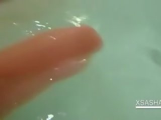 Sasha Flashing Her Nipples And Pussy In Bathtub