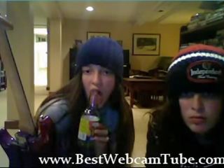 Two Teens Have Fun On Webcam