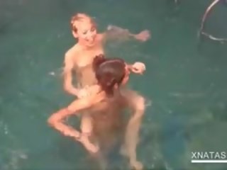 Pool Lesbian Fun With Naked Playful Natasha Shy