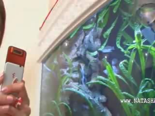 Natashas twat rubbing on big aquarium