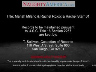 Groovy brunettes Mariah Milano, Rachel Roxxx and Rachel Starr fuck a dude xxx film vids