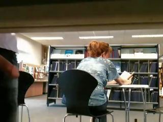 Fat fancy woman Flashing In Public Library