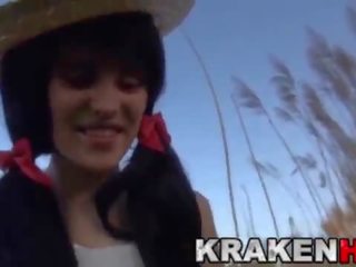 Krakenhot - Submission of a chained brunette teen outdoor