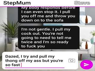 Voluptuous MILF and Son Fuck on Their Sofa Sexting Roleplay