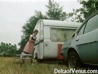 Retro German adult clip - Hairy Pussy Brunette Fucking In Camper