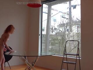 Skinny Redhead Cleans the Glass, Free HD x rated video 23