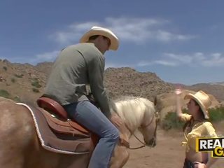 Fantastic brunette teen whore missy stone outdoor cowboy style fuck