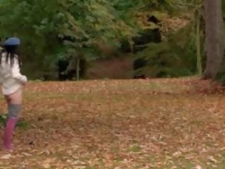 Slim Teen Brunette Pussy Rubbed In The Park