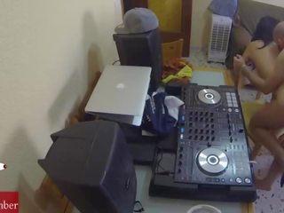 Dj fucking and scratching in the chair with a hidden cam spying my super gf