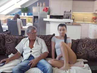 DADDY4K. Tiny minx and old daddy have awesome x rated clip right behind his son