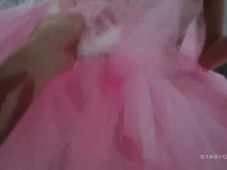 Charming Sveta Dancing Wearing a Pink Ballerina Tutu Dress