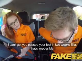 Fake Driving School beguiling Ginger Geek daughter in Glasses with Beauitful Body
