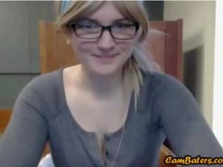 Nerdy Blonde goddess Flashes In Library