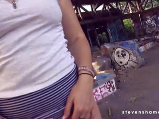 Naughty fuck date with Melina May in abandoned former outdoor pool area! stevenshame.dating sex clip vids