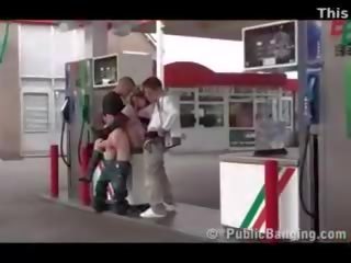 Public public xxx movie threesome with a pregnant woman at a gas