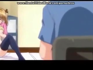 Anime teen lover introduces fun fuck in bed