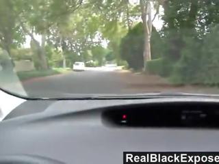 RealBlackExposed - erotic busty black has fun on a back seat car