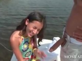 Sweet Brunette Sucking Large Hungry prick On A Boat