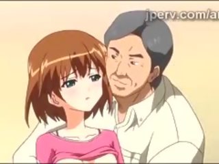 Drobne anime młody płeć żeńska dostaje rozbita przez dojrzały duży kutas